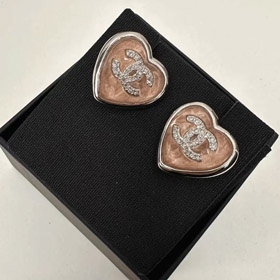 Chanel earrings rhinestone double c pink blue love earrings-3746